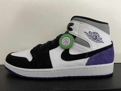 Jordan Air Jordan 1 Mid Men s White/Black/Purple/Gray Colorblock Mid Top Lace-Up
