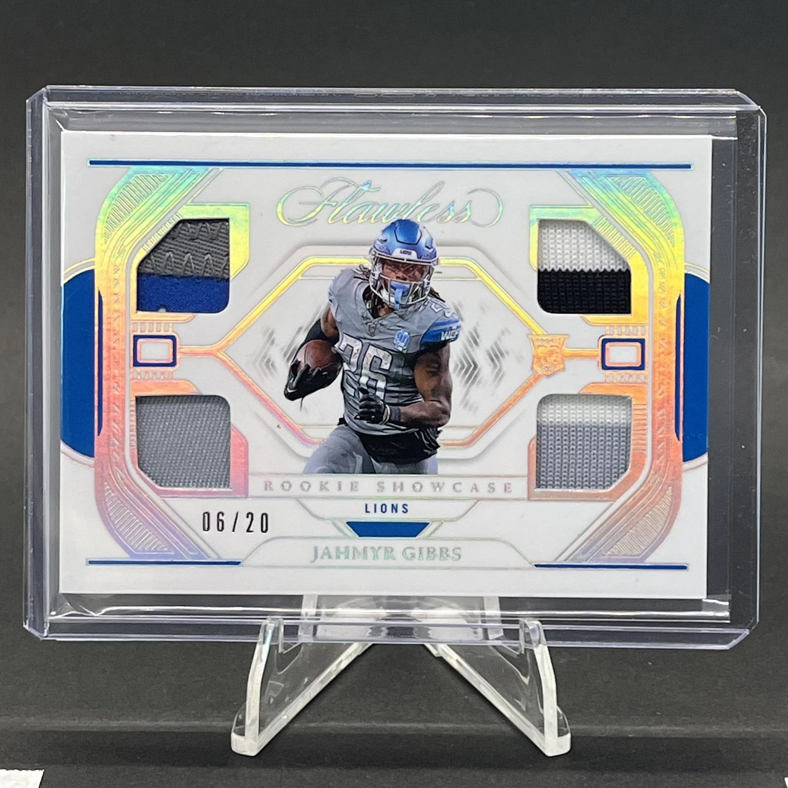 Jahmyr Gibbs Panini Flawless Rookie Showcase Relics #RSJGS Silver
