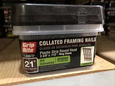 Grip-Rite 2-3/8”. x 0.113 Full Round Head Framing Nail Hot Galvanized Ring Shank