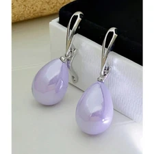 Purple Teardrop Silver Dangle Earrings – Iridescent all Seasons