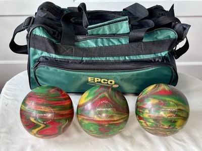 Set of 3 EPCO Paramount Duckpin Multicolor Swirl 5 Balls w/EPCO Bag~3LB 8oz Each