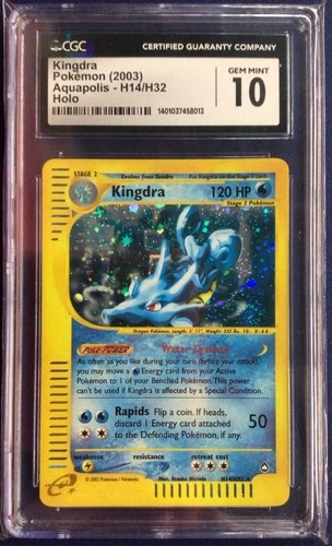 Kingdra Holo Rare H14/H32 Aquapolis CGC 10 Gem Mint E-reader