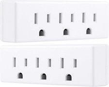3-Outlet Extender, 2 Pack, Grounded Wall Tap, 3-Prong Adapter, Multiple Plug, Po