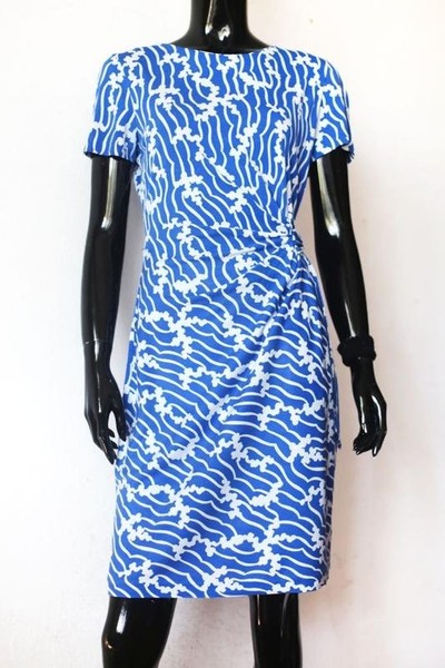 Women Diane Von Furstenberg Dress Blue Silk 32