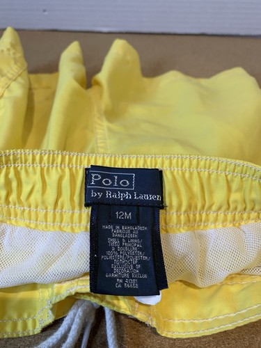 Polo Ralph Lauren Boardshorts KIDS Toddler 12M Yellow Big Logo Swimwear Trunks - Picture 5 of 8