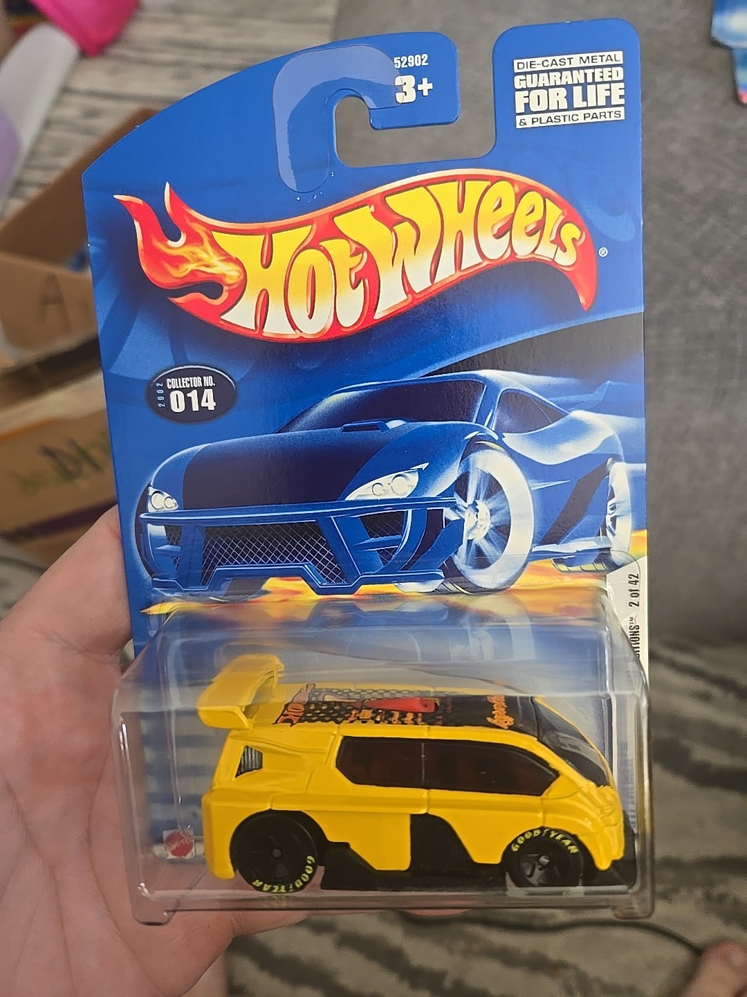2002 Hot Wheels #14 First Editions 2/42 HYPERLINER Yellow w/GDYR Black 5 Spokes