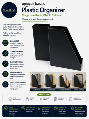 Amazon Basics Kunststoff Organizer Zeitungsständer Schwarz Kunststoff 2er Pack