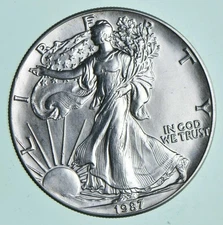 1987 Unc American Silver Eagle 1 Troy Oz .999 Fine Silver
