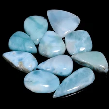 Natural Larimar Cabochon Loose Gemstone 10 Pcs 132.5 Ct. 16X15 28X11 mm A-29905