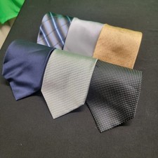 Lot of 6 Men's Neck Ties 100 Silk Various Brands, Blue, Gold, Grey, Black
