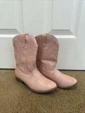 DREAM PAIRS Girls Boys Cowboy Cowgirl Boots Mid Calf Horse Riding Sz 4 pink