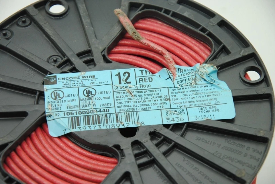 ENCORE 16 AWG Stranded Single Conductor, Red Hook-Up Wire, 105C 600V 500FT New - Image 2 of 3
