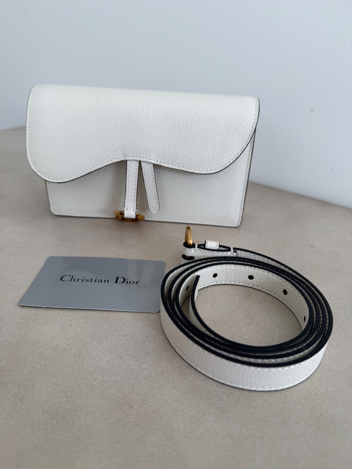 Dior Saddle Belt Bag in White Leather with Gold Hardware Brand New with Receipt
