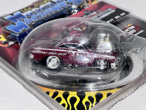 The Original Muscle Machines 1:64 1962 Chevy Bel Air Gasser Funline MOC Maroon - Picture 6 of 14