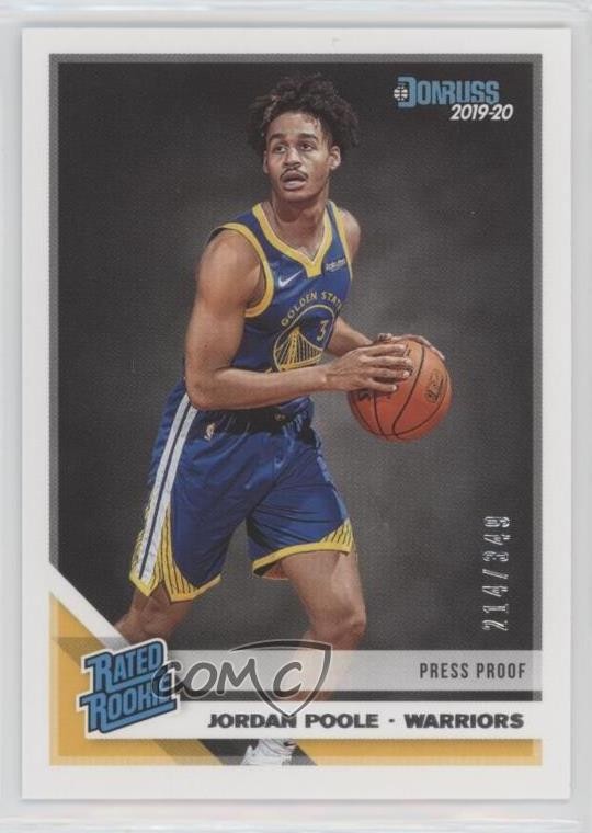 2019 Panini Donruss Rated Press Proof Silver 214/349 Jordan Poole Rookie RC 5i2