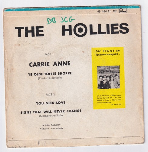 The Hollies ~ Carrie Anne ~ Picture Sleeve Only ~ - Picture 2 of 2