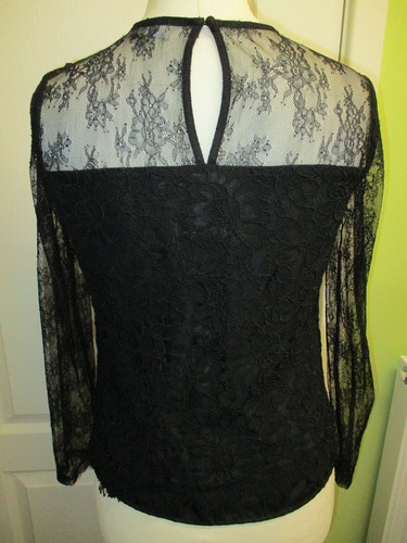 FENN WRIGHT MANSON SIZE 10 WOMENS BLACK LACY TOP - Imagen 3 de 4