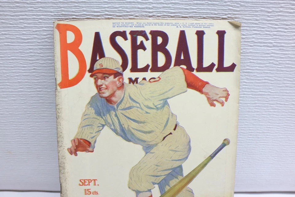 Revista de béisbol RARA de colección de septiembre de 1918 - Ty Cobb artículo armas anuncios WW1 Oscar Foto 2 de 4
