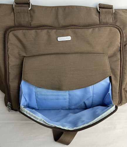 Baggallini Integrity Tote XL Travel Weekender Brown/Blue Luggage Sleeve 15x12x5 - Picture 18 of 24