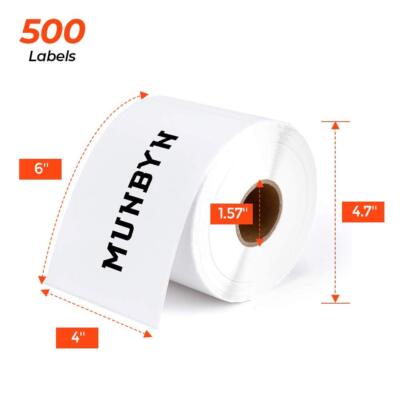 500 Count 4x6 Fanfold Thermal Shipping Labels - Perforated For Rollo, Zebra & Brother Printers