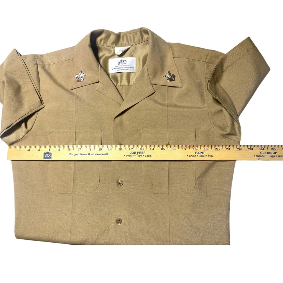 DSCP Quarterdeck Collection Shirt Mens Medium Khaki Button Up Service Athletic - Изображение 4 из 4