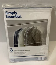 Simply Essential Set of 3 Clear Shoulder Covers 22" x 12" x 2" NEW