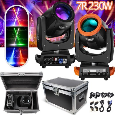 2x 230W 7R Beam LED Gobo Strahl 16 Prisma Moving Head DMX Bühnenlicht Flightcase
