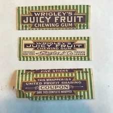 1920's, Wrigley's "Juicy Fruit" Gum Wrapper w/ Coupon (Scarce / Vintage)