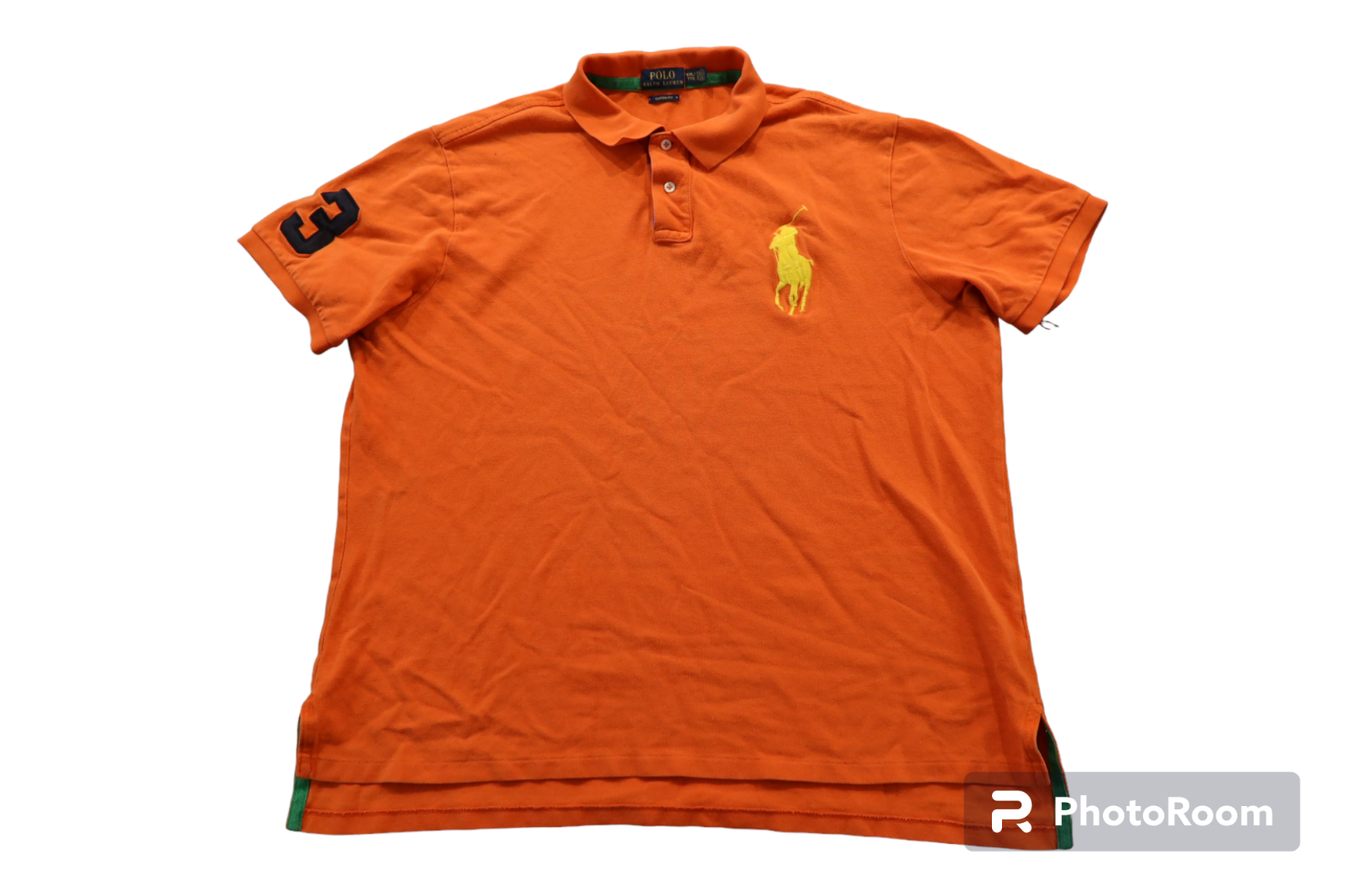 Polo Ralph Lauren Big Pony logo ricamato arancione camicia manica corta uomo 2XL