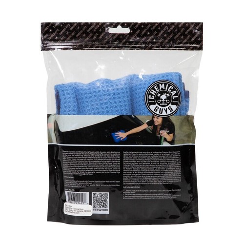 Toalla de vidrio y ventana Chemical Guys tejido gofre azul 24 x 16", paño de microfibra - Imagen 5 de 7