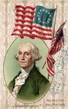 USA Flag Patriotic George Washington Postcard 1911