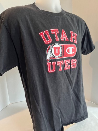 University of Utah Utes Champion T-Shirt Black Size Medium Mens Front Graphics - Picture 10 of 10