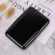 Black - Metal Wallet Credit Card Holder, Women Men Aluminum  RFID, Hard Case