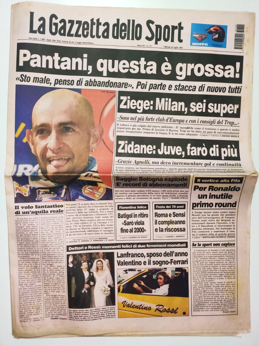 Gazzetta Dello Sport 17 Mai 1997 – Zola Bugno Pantani Juventus Klinsmann
