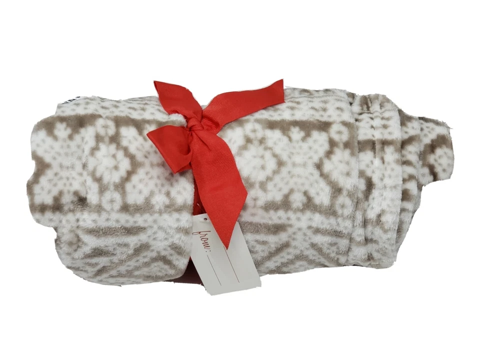 Плюшевое плед Cannon Velvet Touch 50 X 70 дюймов светло-коричневый племенной дизайн мягкое - Изображение 4 из 4