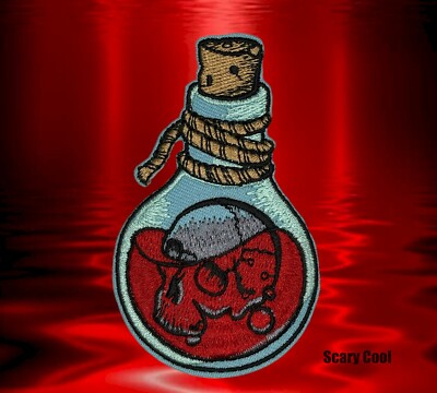 New Poison Skull Horror Gothic Embroidered Biker Iron On Patch
