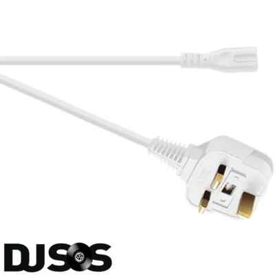Adler 1 Meter weiß Figur 8 Netzkabel zu 3 Pin UK Stecker 3A Stromkabel Figur 8
