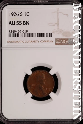 1926-S Lincoln Wheat Cent - NGC AU 55 BN - Scarce  No Reserve  #SLH253