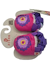 Acorn Kids Unisex Tots Bambins Slip-On Slipper Pink Flower Faux Fur 0-6 Mos