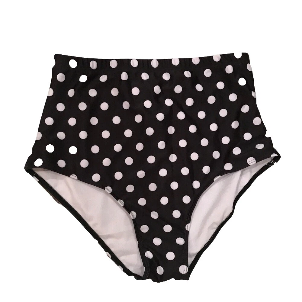 Blanco lunares poliéster traje de baño para mujeres