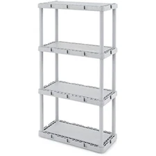 Gracious Living Knect-A-Shelf Fixed Height 4- Shelf Storage System Unit Light