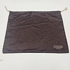 Coach Brown Dust Bag Sz M 19"x15" Gold Drawstring Logo Satin Purse Protective