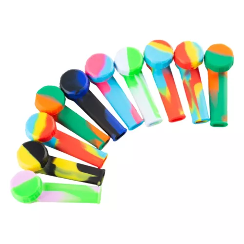 5x 3.4'' Mini Silicone Smoking Hand Pipe with Metal Bowl & Cap Lid Pocket Pipe5A - Picture 6 of 15