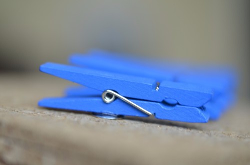Set/6 BLUE wooden clothespin bulletin board pushpins, thumbtacks, or magnets - Picture 5 of 6