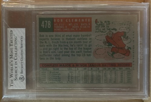 1959 TOPPS #478 ROBERTO BOB CLEMENTE BVG 3.5 Pirates HOF - Picture 2 of 3
