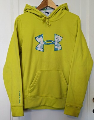 UNDER ARMOUR Women's Size Medium Semi-Fitted Volt Hoodie Pullover Yellow  Blue