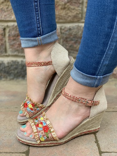 red bottom wedge heels