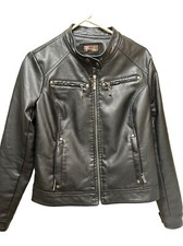 Black Faux Leather Jacket kids Biker Large Great Condition