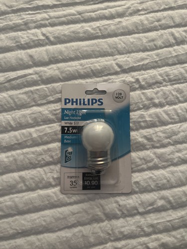Philips Night Light Bulb 7.5w White S11 Medium Base 120V NEW OS* Sealed