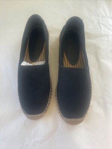 YSL Saint Laurent Blk Canvas Signature Embroidered Espadrilles Flats~39 1/2~$725 - Picture 3 of 14